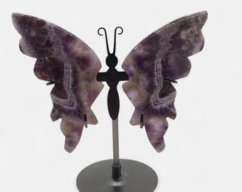 Chevron Amethyst Butterfly Wings with Stand: Intuition Crystal Display