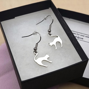 Handmade Cat Earrings: Sterling Silver, Stainless Steel, or Silver Alloy