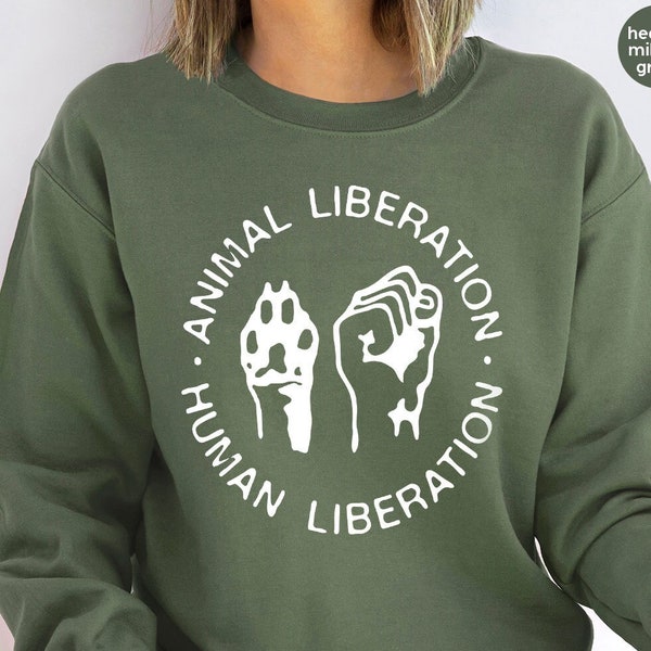 Animal Rescue Sweatshirt, Animal Rights Long Sleeve T-Shirt,  Vegan Gifts, Animal Liberation Hoodies, Vegetarians Gift, Womens Clothing