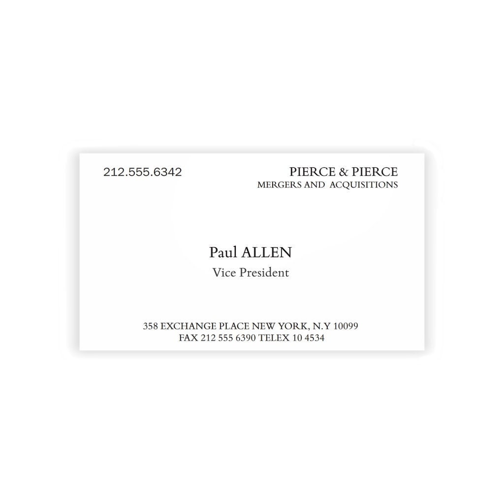 american psycho paul allen business card