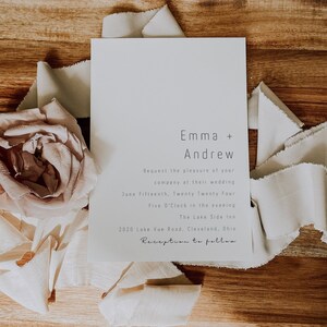 Minimalist Wedding Invitation Template, Editable Minimalist Wedding Invite, Modern Wedding Invite, Photo Wedding Invitation Canva - LDC079
