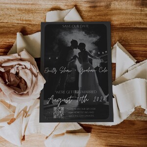 Gray Photo Save the Date Template , Printable Save the Date With QR Code, Remember the Date Invitation, Save Our Date Card  - LDC078
