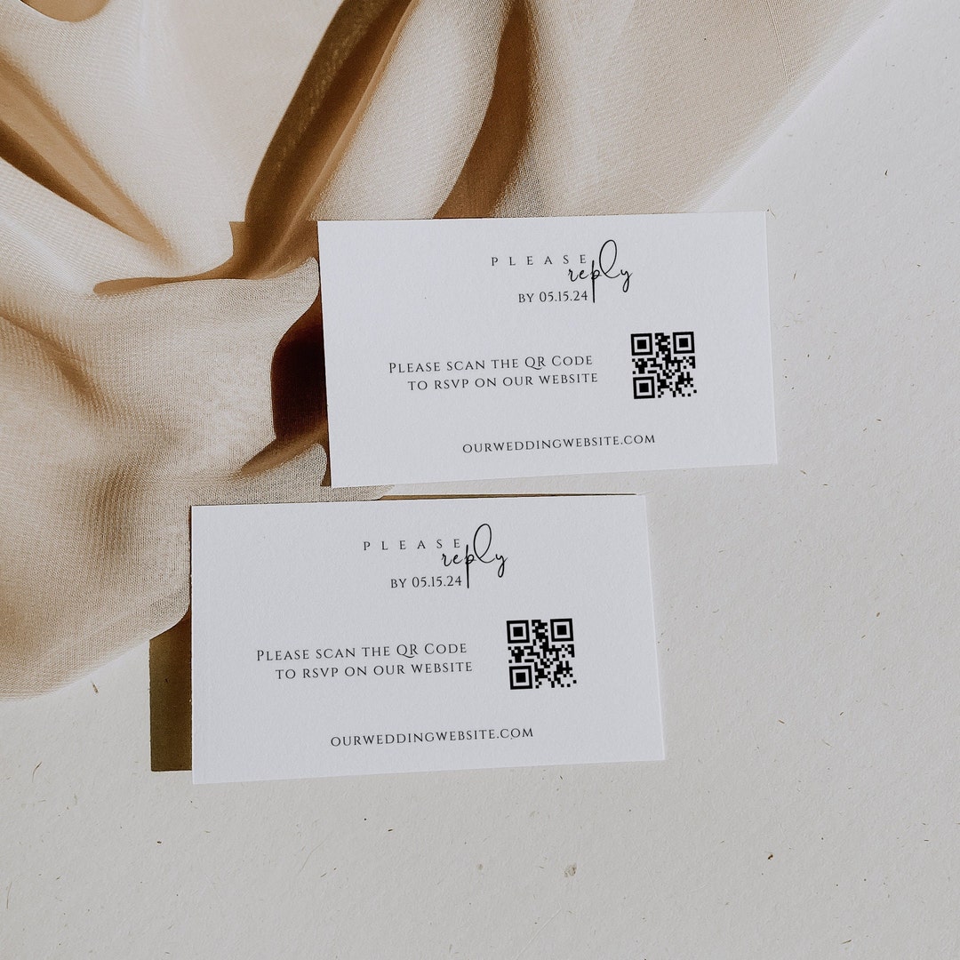 QR Business Card RSVP, Response Card, Modern Wedding Reply Card ...