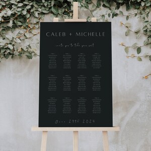 Black Seating Chart Template, Modern Editable Instant Download Seating Plan, Digital Download, Minimalist Wedding Seating Chart - LDC002