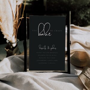 Minimalist Dessert Sign Template, Modern Dessert Sign, Dessert Table Sign, Black Wedding Signs, Elegant Dessert Sign Template Canva - LDC002