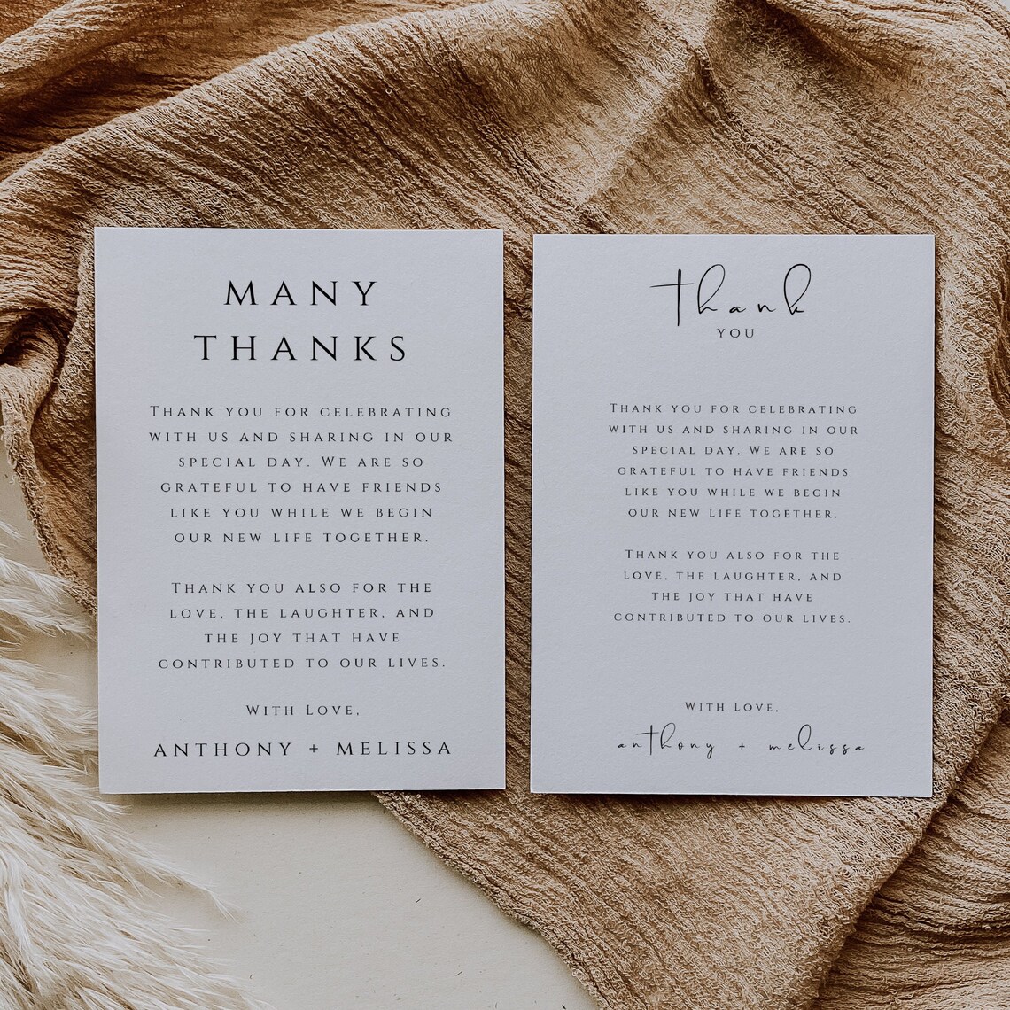 Thank You Cards Wedding Place Setting, Printable Thank You Note Card