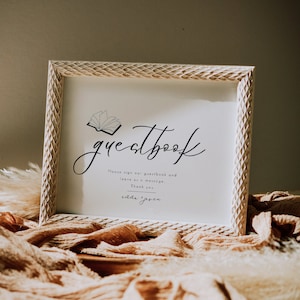 Landscape Guestbook Sign Template, Printable Minimal Sign Our Guestbook Table Top Sign for Weddings, Guestbook Sign, 5x7 and 8x10 - LDC074