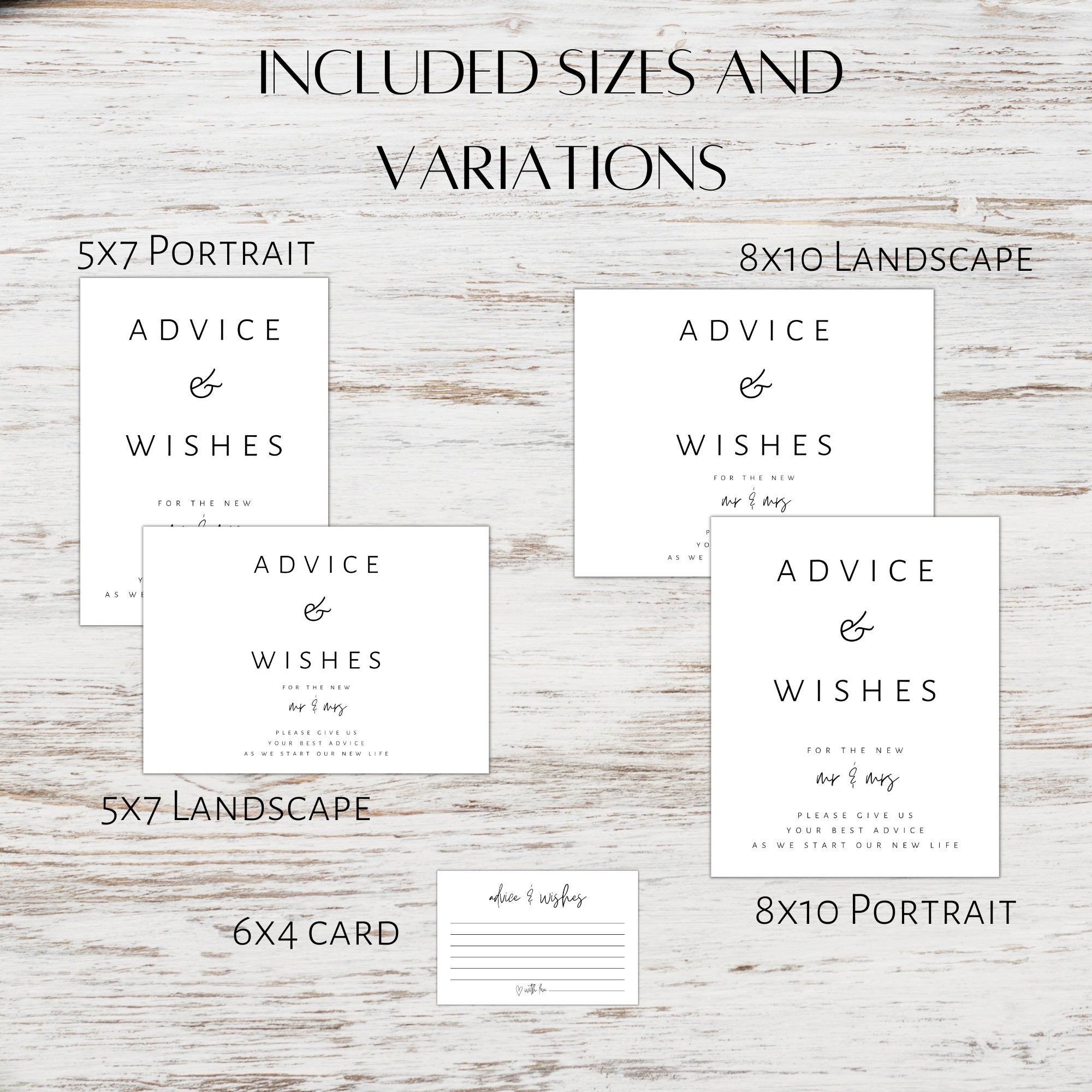 Modern Advice for the Bride and Groom Template, Advice Cards Wedding ...