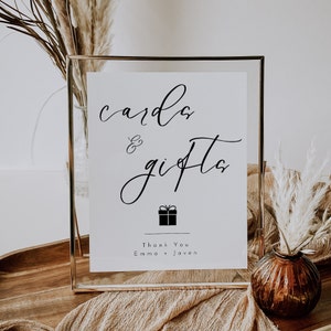 Minimalist Cards and Gifts Wedding Sign Template, Modern Tabletop Cards and Gifts Sign, Wedding Reception Sign, Bridal Shower Sign - LDC074