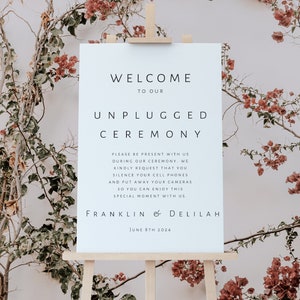 Welcome Sign Wedding Template Unplugged, Minimalist Welcome Sign, Bridal Shower Sign, Instant Download, Editable Canva Template - LDC003