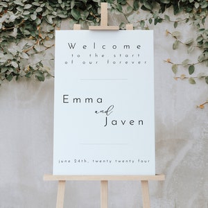 Modern Wedding Welcome Sign, Minimalist Wedding Welcome Poster, Welcome To Our Forever, Instant Download Editable Template Canva - LDC074