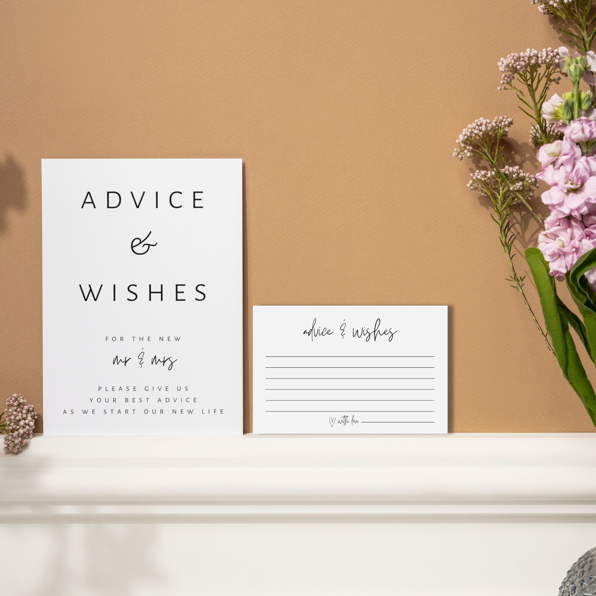 Modern Advice for the Bride and Groom Template, Advice Cards Wedding ...