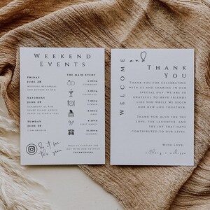 Minimalist Welcome Letter, Wedding Timeline Template, Modern Wedding Order of Events, Wedding Itinerary, Welcome Note Canva - LDC001