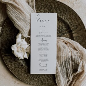 Personalized Printable Wedding Menu Template, Minimalist Wedding Menu, Modern Wedding Menu, Simple Template Canva Instant Download - LDC001