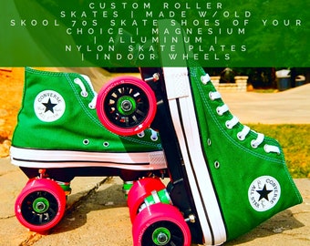 Custom Roller Skates | Made w/Old Skool 70s Skate Shoes of Your Choice | Magnesium | Alluminum | Nylon Skate Plates | Outdoor Wheels