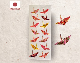 Anmutige Origami Tsuru Sticker - Washi-Style Krepppapier mit Goldakzenten