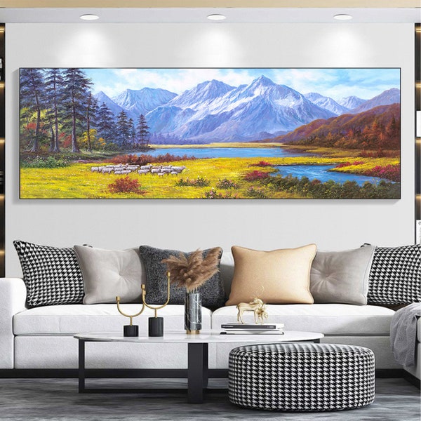 Abstract Mountain Painting Etsy