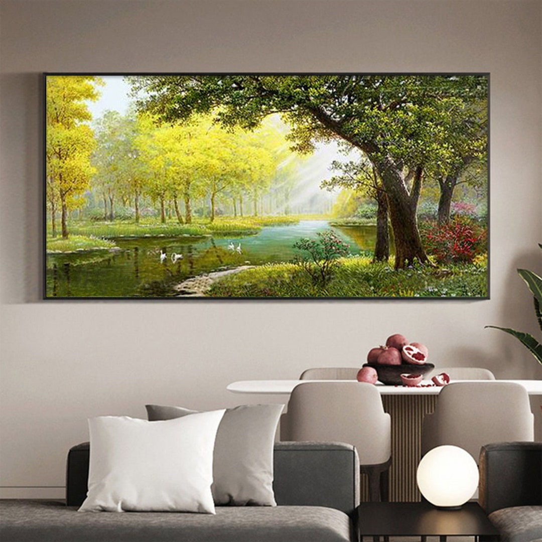 Large Forest Oil Painting on Canvas Original Green Tree - Etsy