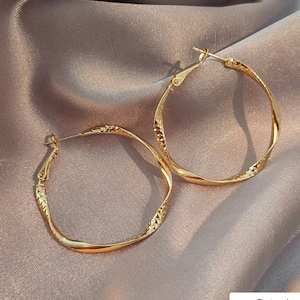 14k Gold Twisted Hoop Earrings, Wide Hoop Earrings, Large Hoop Earrings, Silver Hoop Earrings, Thick Hoop Earrings, Minimalist Hoops