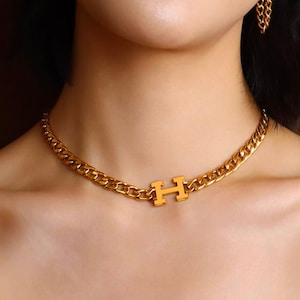 Gold Chunky Chain Chocker, Thick Gold Necklace, Layering Chain Necklace, Chunky Chain Necklace, Oversized Statement Necklace, Cuban Chain