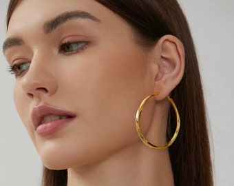 Chunky Gold Hoop Earrings, Large Gold Hoop Earrings, Big Hoop Earrings Gold, Thick Gold Hoops, Chunky Gold Hoops, Chunky Hoop Earrings