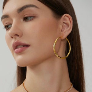 Chunky Gold Hoop Earrings, Large Gold Hoop Earrings, Big Hoop Earrings Gold, Thick Gold Hoops, Chunky Gold Hoops, Chunky Hoop Earrings