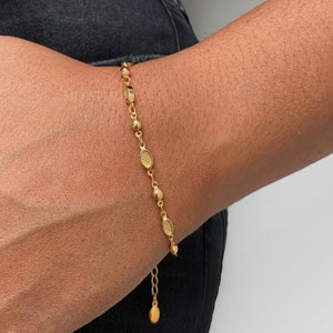Dainty 14K Gold Bracelets, Gold Chain Bracelet, Thin Gold Chain Bracelet, Small Gold Bead Bracelet, Rope Chain Minimalist Bracelet