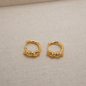 18k Gold Twisted Hoop Earrings, Dainty Knot Huggie Hoop Earrings, Small Tiny Hoop Earrings, Chunky Hoop Earrings, Delicate Gold Hoops