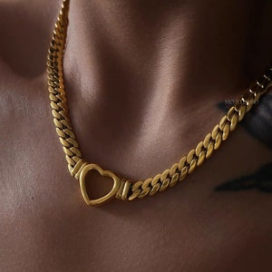 Gold Chunky Chain Chocker, Layering Chain Necklace, Chunky Chain Necklace, Oversized Statement Necklace, Cuban Chain, Thick Gold Necklaces