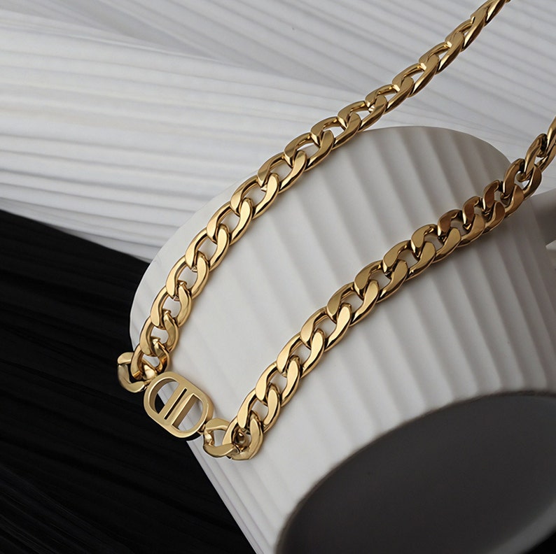 Gold Chunky Chain Chocker, Silver Necklace, Layering Chain Necklace, Chunky Chain Necklace, Oversized Statement Necklace, Cuban Chain image 5