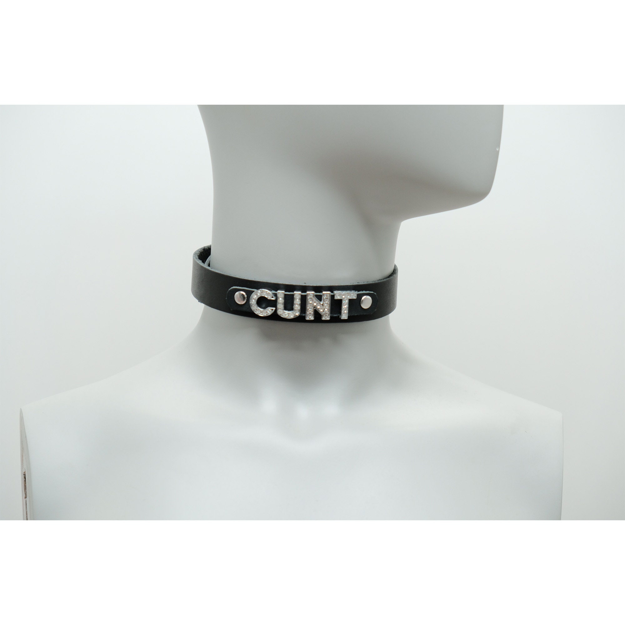 CUNT choker genuine leather - Choker collar black leather choker with letters CUNT,BDSM Leather Choker,Personalized collar