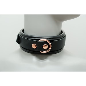 Black leather collar choker and D ring,Vegan Leather and Genuine Leather Choker,Thickness Choker