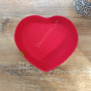 Valentines gift basket / Gift basket in the shape of a red heart / Valentines day decor / Candy Basket / Handmade storage organization