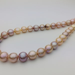 11-12mm Large Light Metallic Edison Pearl Strand ,Natural Mixed Color Edison Pearl Beads,Kasumi Like Round Freshwater Pearl String.GD10