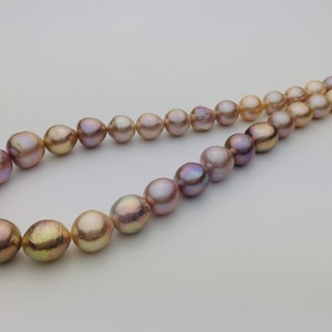 Natural Metallic Rainbow Color Edison Pearl Strand,Ripple Kasumi Like Semi-baroque Pearl String,Loose Pearl Strand With Metallic Green.LD01