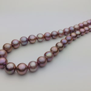 11-13mm Natural Light Metallic Purple Edison Pearl Strand,Metallic Round Pearl Beads,Large Purple Edison Pearl Beads For Necklace Design.LD2