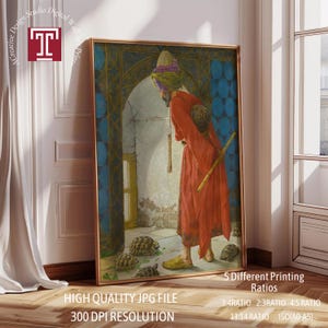 The Tortoise Trainer by Osman Hamdi Bey, Classic Turkish Canvas Art, Orientalist Wall Decor, Vintage Ottoman Poster, Printable Art