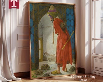 The Tortoise Trainer by Osman Hamdi Bey, Classic Turkish Canvas Art, Orientalist Wall Decor, Vintage Ottoman Poster, Printable Art