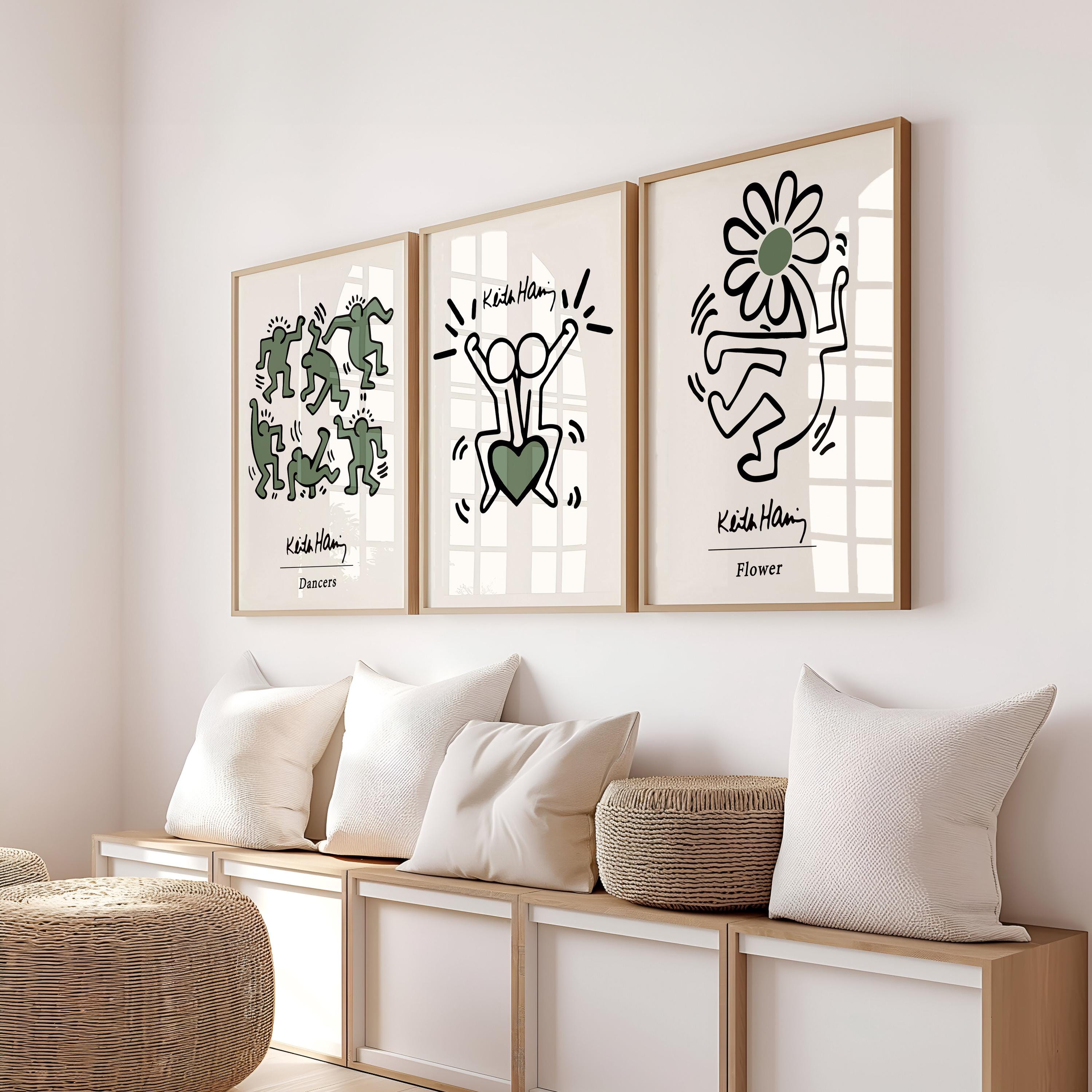 Keith Haring Pop Art Print, Digital Green Exhibition, Colorful Wall Art, Energetic Printable Art, Gallery Wall Decor, Dynamic Wall Art