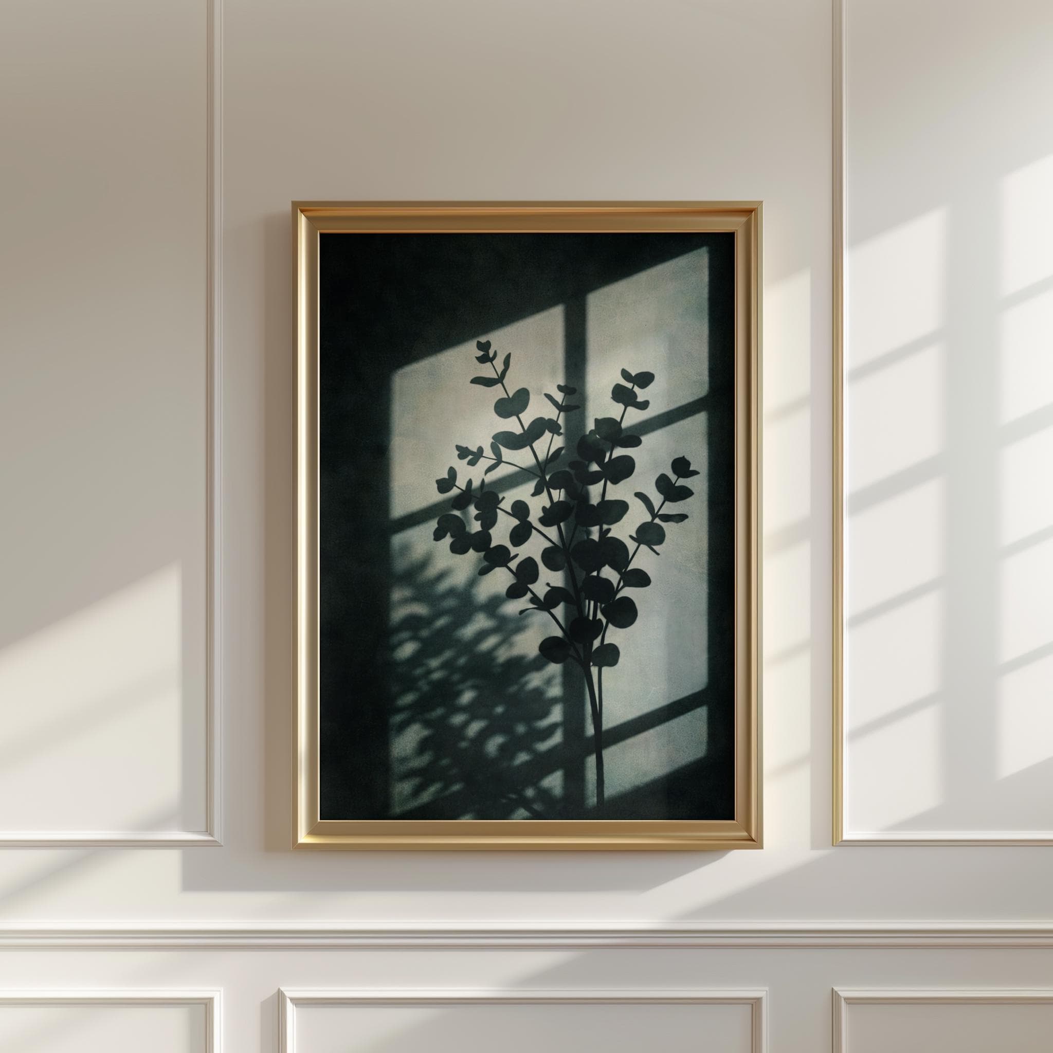 Minimalist Window Shadow Art Print, Calming Deep Teal Wall Decor for ...