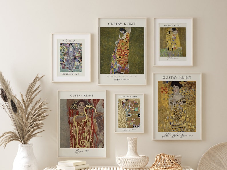 Klimt Prints, Set of 6, Gustav Klimt Wall Art, Exhibition Print Set