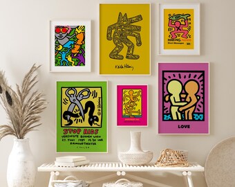 Keith Haring Prints | Digital Download Art | Colorful Pop Art Posters | Instant Download | Pop Art Wall | DecorRetro Urban Wall Decor