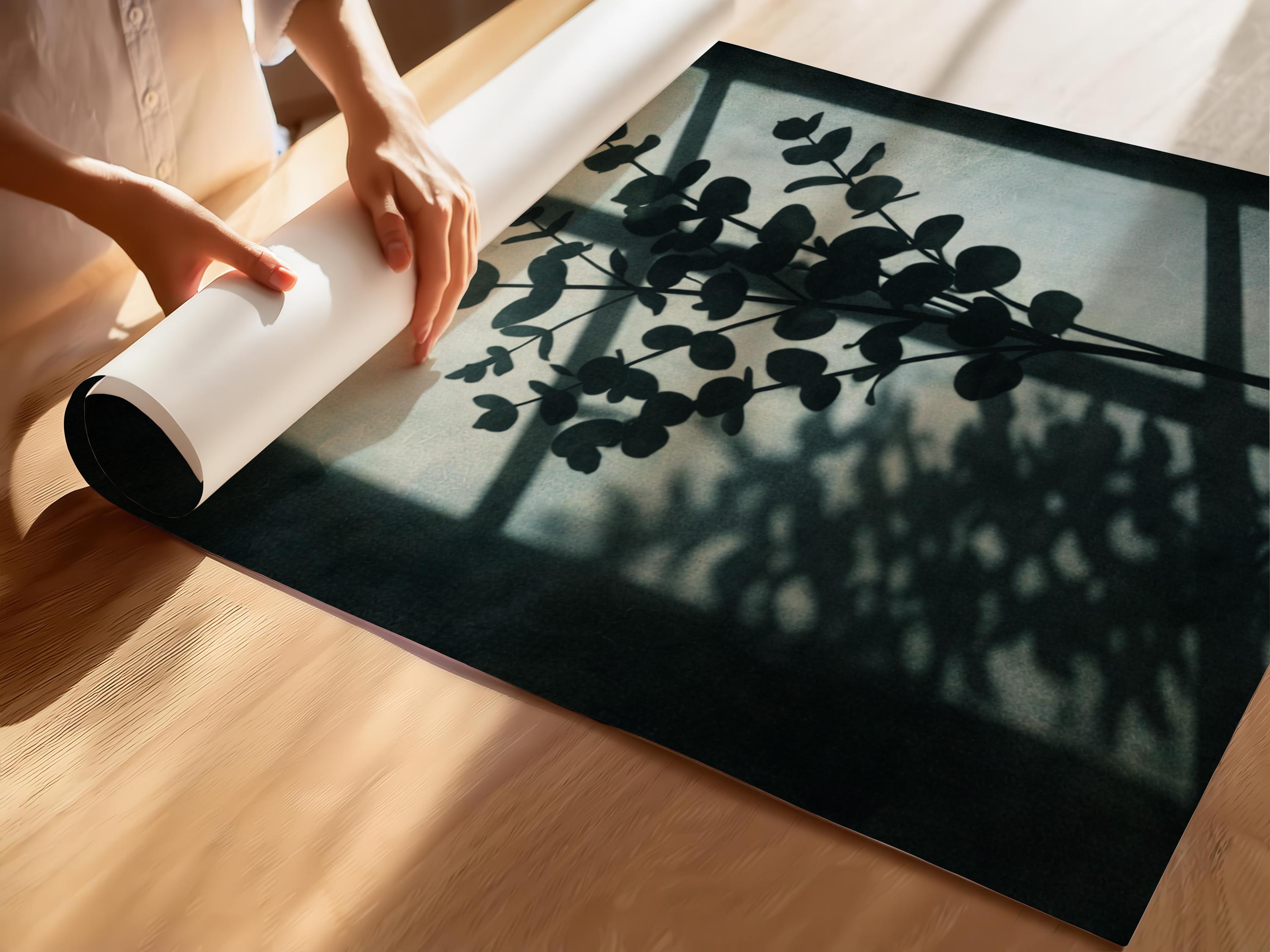 Minimalist Window Shadow Art Print, Calming Deep Teal Wall Decor for ...