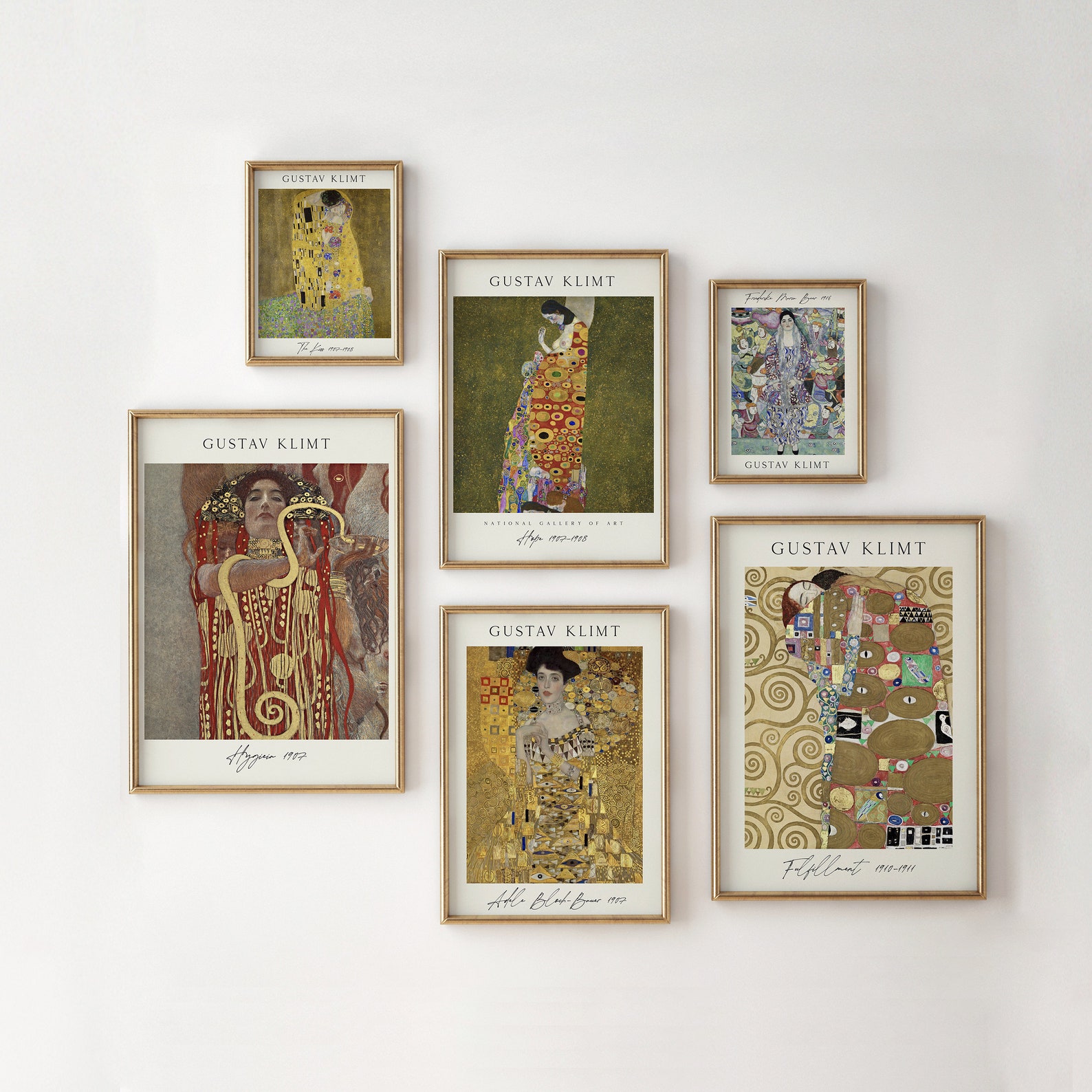 Klimt Prints, Set of 6, Gustav Klimt Wall Art, Exhibition Print Set