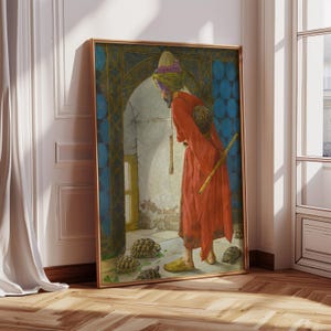 The Tortoise Trainer by Osman Hamdi Bey, Classic Turkish Canvas Art, Orientalist Wall Decor, Vintage Ottoman Poster, Printable Art