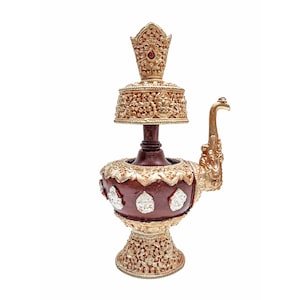 Buddhist Handmade Bhumpa- Bhumba offering Bowl Set,  Partly Gold Plated