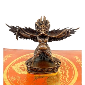 4 inch, Buddhist Statue Of Garuda, Chocolate Oxidized