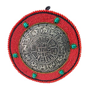 Traditional Tibetan, Ritual Wall Hanging of Mandala, Round Shape,  Stone Setting