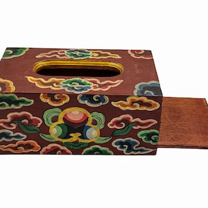 4 inch, Wooden Serviette Napkin Holder, Painted, Tissue Box. Handmade, so variations may occur in the product.