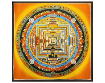 20 inch, Kalachakra Mandala Thangka, Good Quality, Buddhist Traditional Painting, Tibetan Style